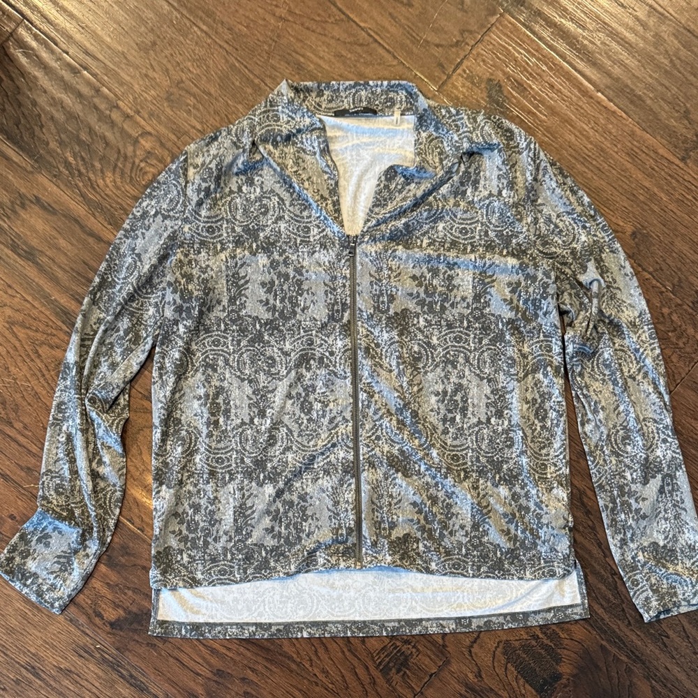 Tahari Women’s Patterned Zip-Front Jacket light weight medium